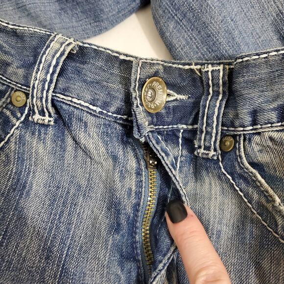 Request Jeans | Distressed Worked-In Flap Back Pocket Relaxed Straight Leg Jeans - Picture 6 of 11